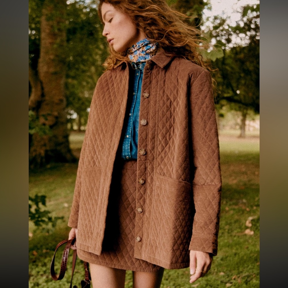 Sezane Skirt - Brown Quilted